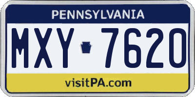 PA license plate MXY7620
