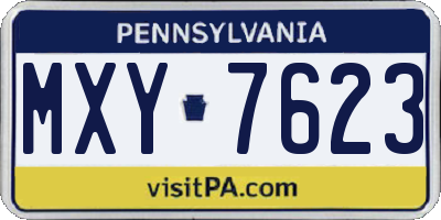 PA license plate MXY7623