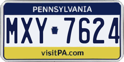 PA license plate MXY7624