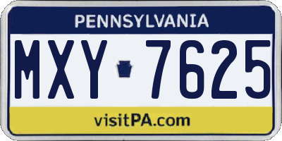 PA license plate MXY7625