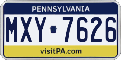 PA license plate MXY7626