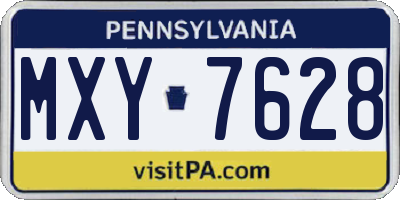 PA license plate MXY7628