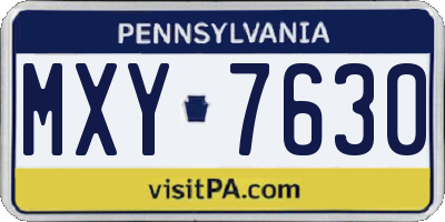 PA license plate MXY7630
