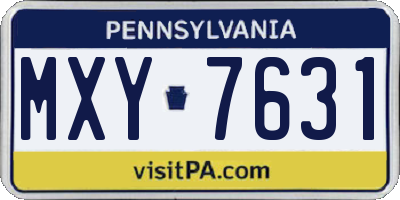 PA license plate MXY7631