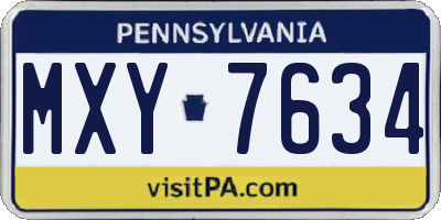 PA license plate MXY7634