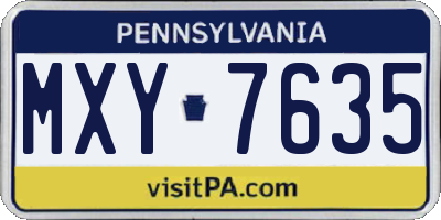 PA license plate MXY7635