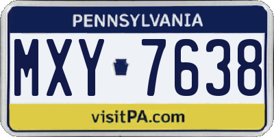 PA license plate MXY7638