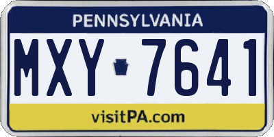 PA license plate MXY7641