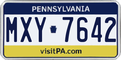 PA license plate MXY7642