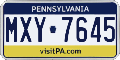PA license plate MXY7645