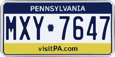 PA license plate MXY7647