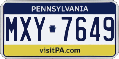 PA license plate MXY7649