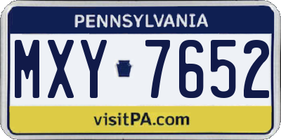 PA license plate MXY7652
