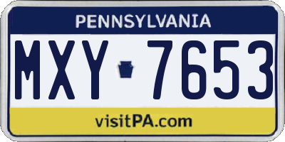 PA license plate MXY7653