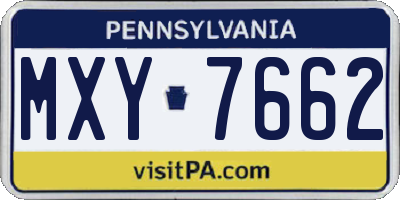 PA license plate MXY7662