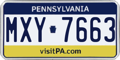 PA license plate MXY7663