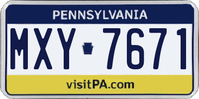 PA license plate MXY7671
