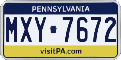 PA license plate MXY7672