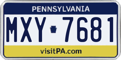 PA license plate MXY7681