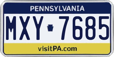 PA license plate MXY7685