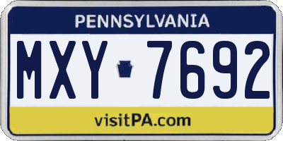 PA license plate MXY7692