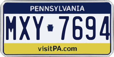 PA license plate MXY7694