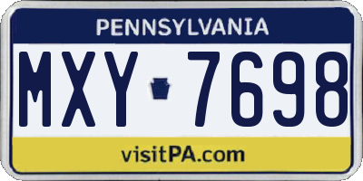 PA license plate MXY7698