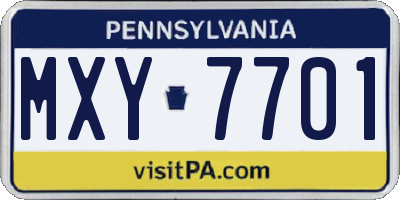 PA license plate MXY7701