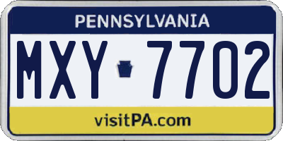 PA license plate MXY7702
