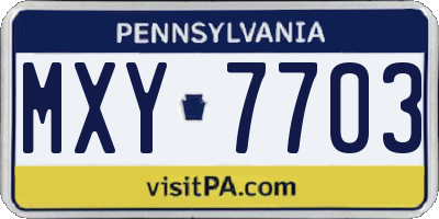 PA license plate MXY7703