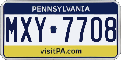 PA license plate MXY7708