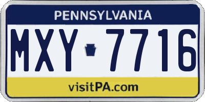 PA license plate MXY7716