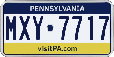 PA license plate MXY7717