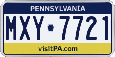 PA license plate MXY7721
