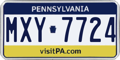 PA license plate MXY7724
