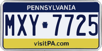 PA license plate MXY7725