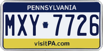 PA license plate MXY7726