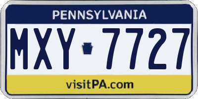 PA license plate MXY7727