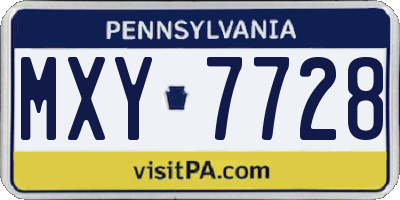 PA license plate MXY7728