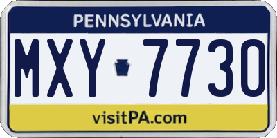 PA license plate MXY7730