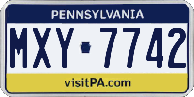 PA license plate MXY7742