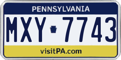 PA license plate MXY7743