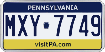 PA license plate MXY7749