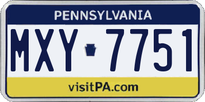 PA license plate MXY7751