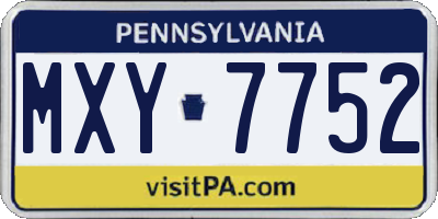 PA license plate MXY7752