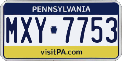 PA license plate MXY7753