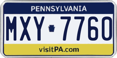 PA license plate MXY7760