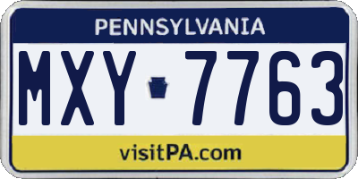 PA license plate MXY7763
