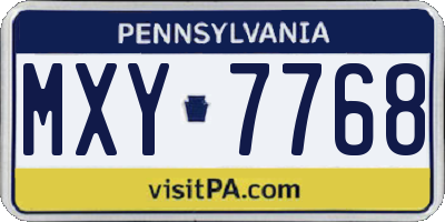 PA license plate MXY7768