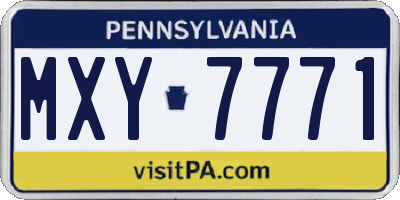 PA license plate MXY7771